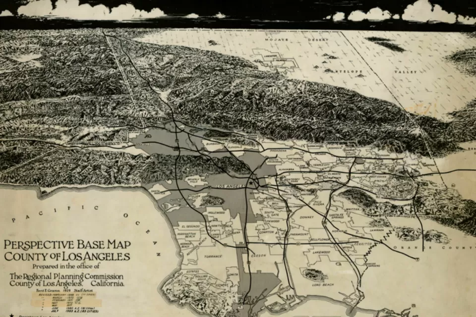 Vintage 1929 map of Los Angeles